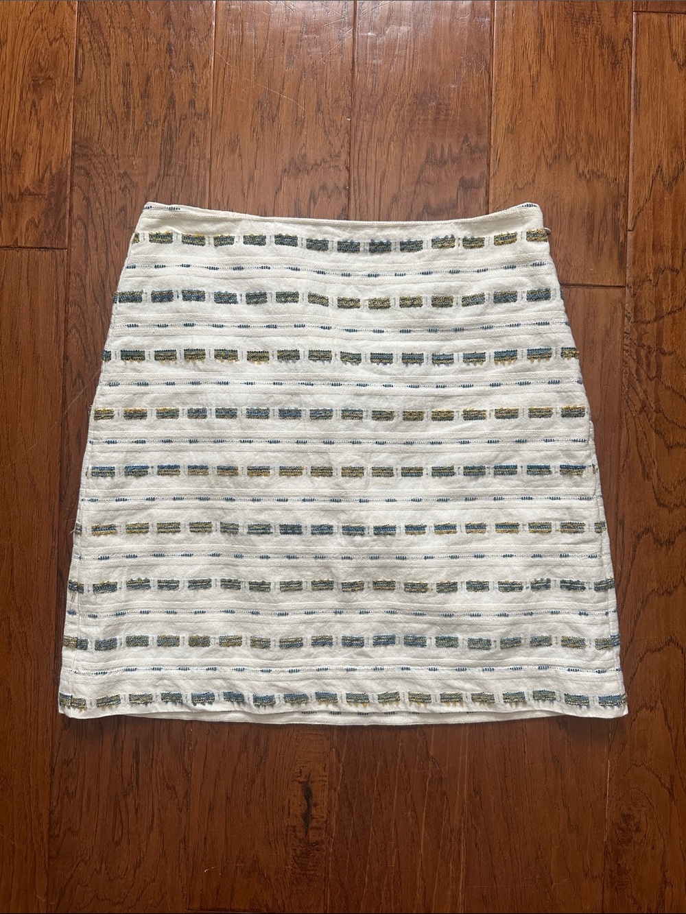 LOFT Textured Skirt with Blue and Olive Accents